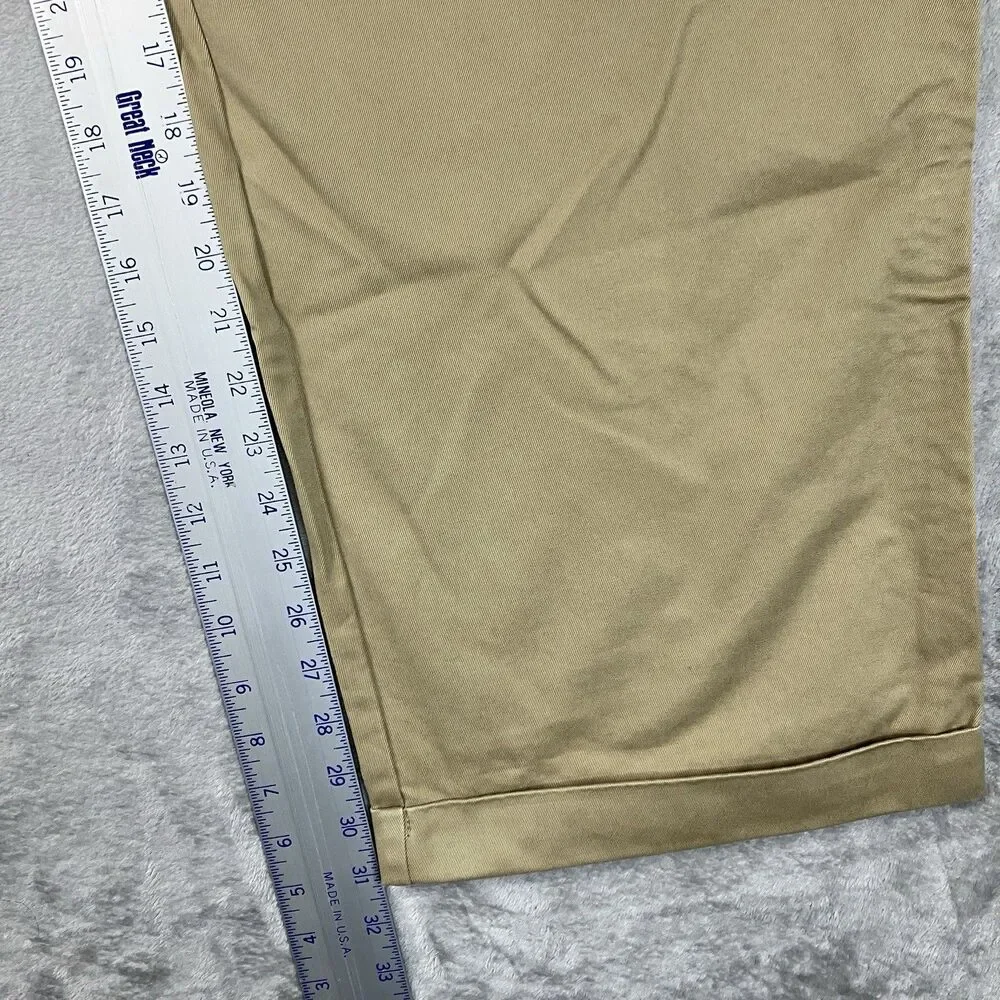 J Crew Chino Pants Men 34x32 Dusty Khaki Cotton Giant Fit Wide Leg Office BJ521